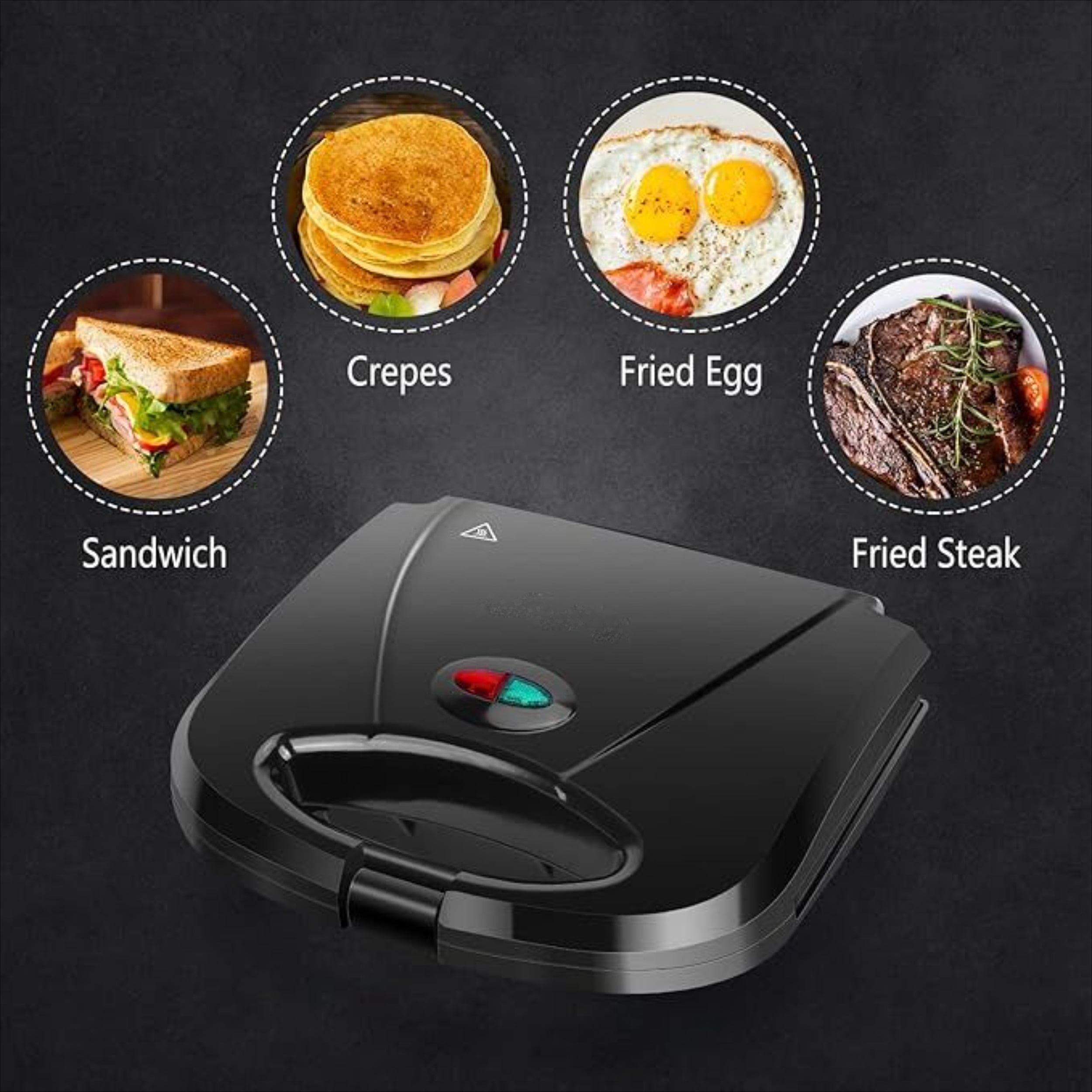 Black Waffle Maker, Quick Breakfast Preparation Machine, Compact Electric Oven, Anti-stick, Fast, Suitable for Home Use and Breakfast Restaurants
