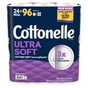 Cottonelle Ultra Soft Toilet Paper, Strong Toilet Tissue, 24 Mega Rolls