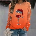 thumbnail image 2 of VJATTWR Mes Articles Chandail en Molleton de Noël pour Femmes Automne et Hiver Flocon de Neige Rouge Verre Dégradé Imprimé Col Rond Épaule Manches Longues Décontracté Sport Chandail en Molleton Get it Fast, 2 of 4