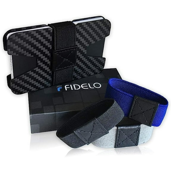 Fidelo Carbon Fiber Minimalist Wallet - Slim Credit Card Holder Money Clip Wallets for Men