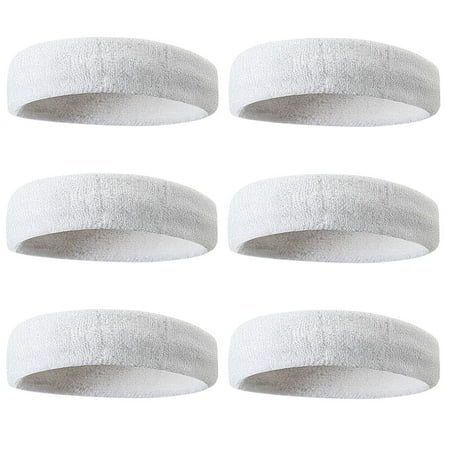 BEACE Sweatbands Sports Headband for Men & Women - 6PCS Moisture Wicking Athletic Cotton Terry Cloth Sweatband for Tennis Basketball Running Gym Working Out