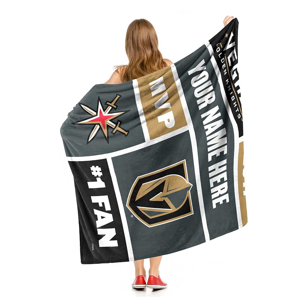 Vegas Golden Knights NHL Colorblock Personalized Silk Touch Throw Blanket, 50" X 60"