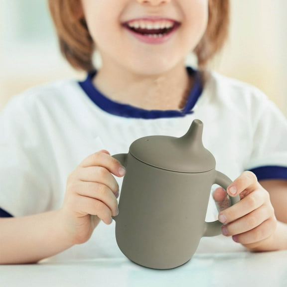 Silicone Duckbill Training Cup for Babies - Leak-Proof & Anti-Spill Learning Drinking Cup with Soft Spout, BPA-Free Infant Tableware Set (Dishwasher Safe,Army Green)‌