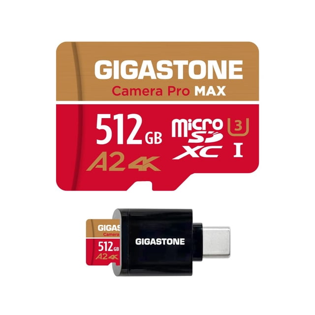 Tarjeta micro SD Gigastone de 512 GB con lector de tarjetas USB 3.2 tipo C