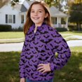 thumbnail image 3 of Uorisanigo Kids Girls Sweatshirt Casual Long Sleeve Shirts Tops Oversized Purple Black Bat Quarter Zip Pullover Sweatshirts Teen Girl School Cropped Pullover Hoodies Fall Fashion, 3 of 7