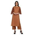 thumbnail image 1 of Moomaya Ensemble Kurta Ethnique Imprimé Palazzo Col Rond Coton Slub Femmes Grande Taille, 1 of 5