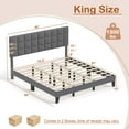 thumbnail image 3 of Costway King Size Bed Frame Modern Linen Fabric Upholstered Platform Bed with Headboard, 3 of 10