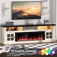 thumbnail image 2 of HARIPUL 70" Fireplace TV Stand for TVs Up to 80" with 36" Electric Fireplace, TV Console for The Living Room, LED Light Entertainment Center, Storage Cabinet, Media Console Table, White, 2 of 7