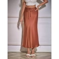 thumbnail image 4 of Skirt for Women Elegant High Waisted A Line Satin Skirts Midi Bodycon Skirt Brown XL, 4 of 9