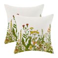 thumbnail image 1 of Cushion Seat Pad Decorative Throw Pillow Covers for Sofa—Spring Floral Outdoor Farmhouse Polyester Linen Blend Set of 2 1575x1575 Inch Green -Color 2PCS, 1 of 3