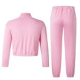 thumbnail image 6 of Cethrio Girls Outfit Sets, Casual 2 Piece Long Sleeve Zipper Sweatshirts and Sweatpants Sets Pink Size 9-10 T, 6 of 7