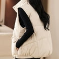 thumbnail image 5 of Htigea Puffer Vest for Women Stand Collar Full Zip Sleeveless Jackets Lightweight Quilted Padded Warm Coat with Pockets White L, 5 of 9