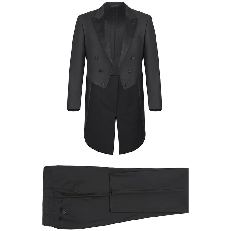 Men s Classic Fit Tuxedo Peak Lapel Full Dress Suit with Tux Pants