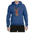 thumbnail image 2 of Trippy Colorful Buck Head Rainbow Hunting Deer Mosaic | Mens Animal Lover Hooded Sweatshirt Graphic Hoodie, Vintage Heather Blue, Small, 2 of 4