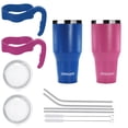 thumbnail image 5 of Ezprogear 40 oz 2 Pack Stainless Steel Tumbler Double Wall Vacuum Insulated Coffee Mug Travel Cup with Handle and Straws (Blue & Magenta), 5 of 5