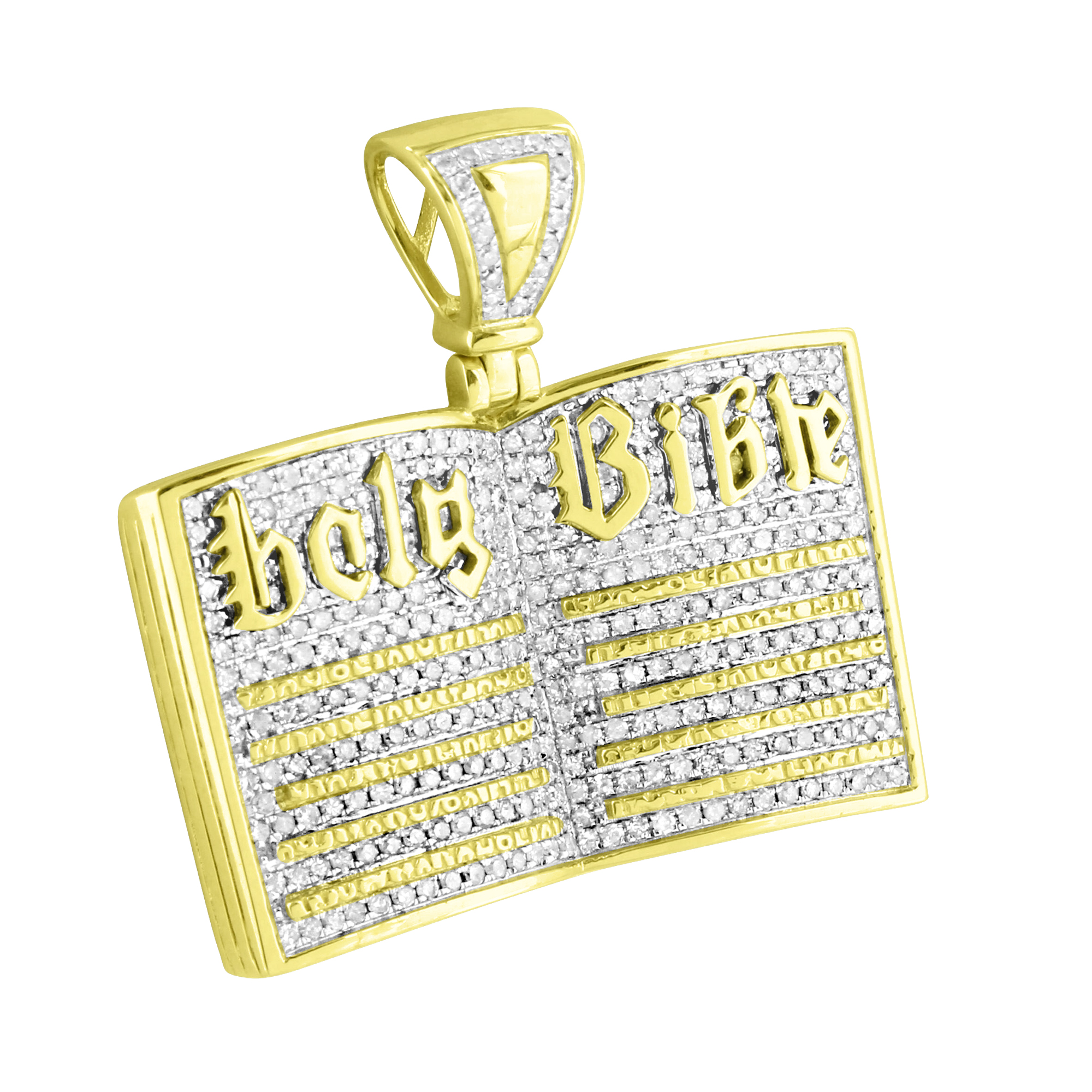 Master Of Bling Real Diamond Holy Bible Pendant 1.4" Mini Charm 10k
