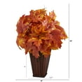 thumbnail image 2 of Nearly Natural 19" Autumn Maple Leaf Artificial Plant in Decorative Planter, Orange, 2 of 3