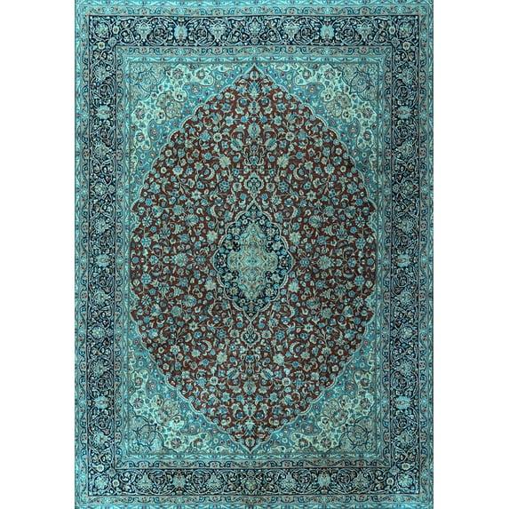 Ahgly Company Indoor Rectangle Persian Light Blue Traditional Area Rugs, 8' x 12'