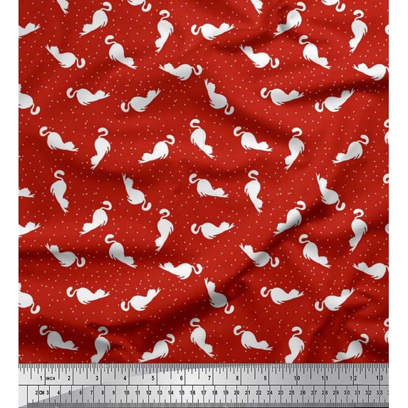 Soimoi Georgette Viscose Fabric Floral & Cat Animal Print Fabric by Yard 42 Inch Wide
