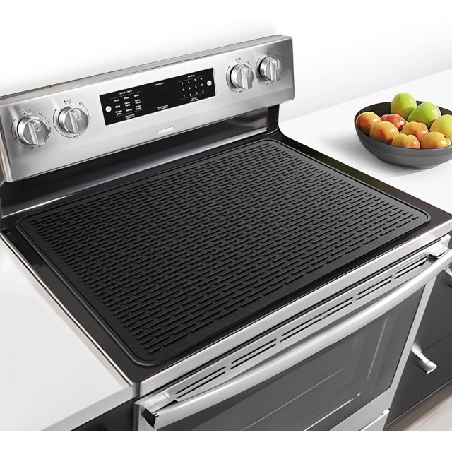 Yempum Silicone Stove Top Cover, 30x21 Inch Extra Large Black Glass Cooktop Protector Silicone Stove Mat Induction Cooktop Mat, Heat Resistant Glass Stove Top Protector for Electric Stove Countertop