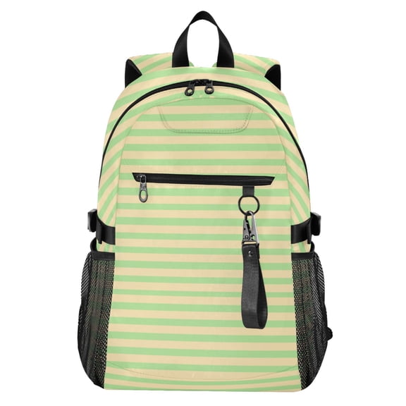JIALIOU 14" Laptop Backpack Waterproof Airline Approved Stylish Casual Daypack for Travel Business College Work, Green Yellow Stripe