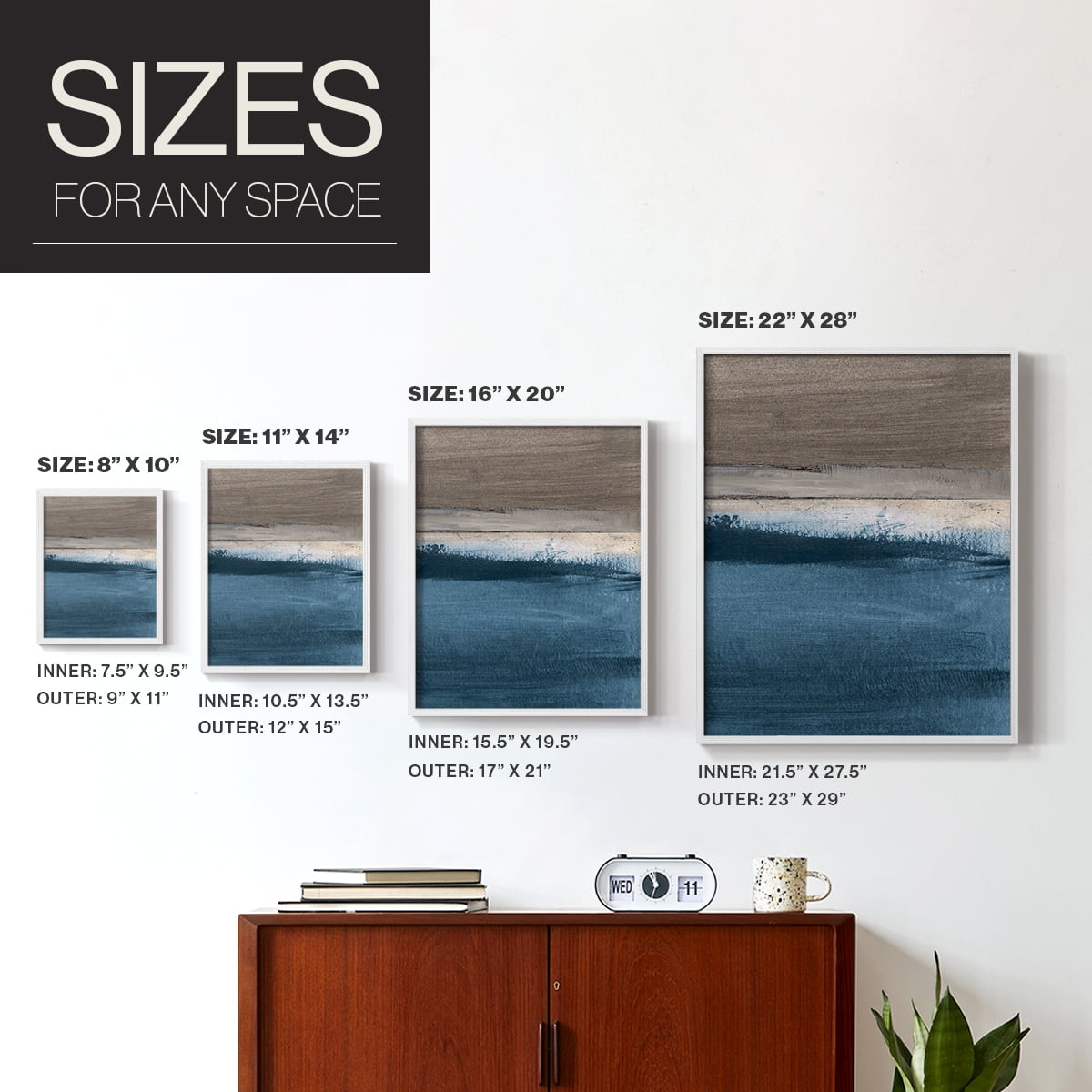 Midnight Sky II in White Solid Wood 8 x 10 Framed Print