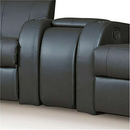 Home Theater Console - Upholstered Wedge Design - Black Finish - Modern Media Storage