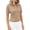 Khaki, variant on Women's Short Sleeve Sweater Spring Polo Shirts Ribbed Knit V Neck Business Casual Tops Summer Work Clothes