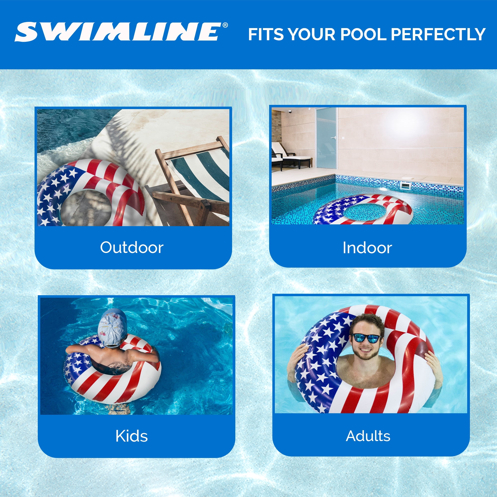 Swimline 36" Inflatable Patriotic American Flag Pool Tube Float, (5 Pack)