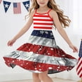 thumbnail image 1 of Odeerbi Niñas Día de La Independencia Vestido de Deslizamiento En Capas de Línea de Verano Patriótico Estrella Raya Vestido de Correa Casual, 1 of 9
