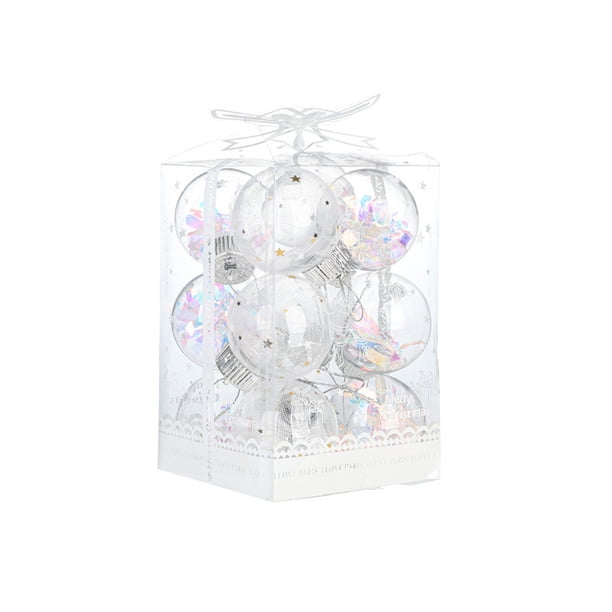 Decoraciones Del Árbol de Navidad,Bola Colgante Accesorios Bolas de Plástico Transparentes para la Cinta Del Árbol Colgante,Cajas de Regalo de Ornamentos Del Árbol de Navidad para la Decoración Del Ho