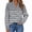 Gray, variant on Women's Quarter Zip Striped Pullover, 47% Viscose 32% Polyester 21% Nylon Ribbed Knit Sweater, Oversized Long Sleeve Draped Shoulder Fit