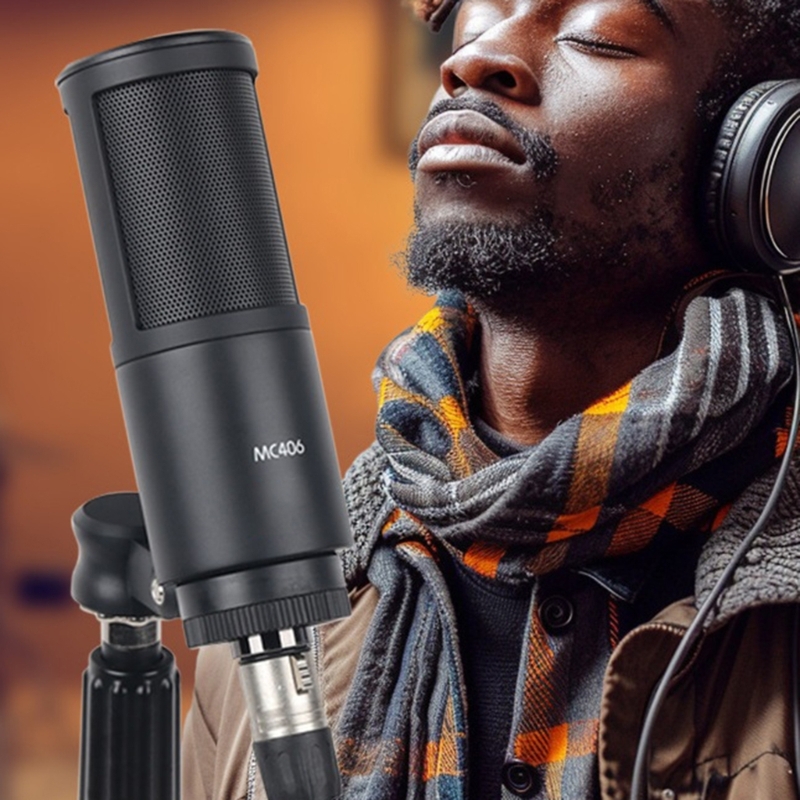 USB Condenser Microphone MC406 360Degree For Professional Recording, Noise Cancelling Monitoring Sound Adjustment