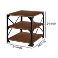 thumbnail image 3 of Industrial Style 3 Tier Metal Side End Table with Wooden Shelves, Brown and Bronze ,Saltoro Sherpi, 3 of 4
