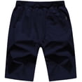 thumbnail image 3 of Tyhengta Mens Shorts Casual Drawstring Zipper Pockets Elastic Waist Navy 40, 3 of 8