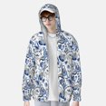 thumbnail image 3 of Fotbe Blue Paisley Men's Women's UPF 50+ Sun Protection Jacket Hooded Cooling Shirt with Pockets Hiking Outdoor Performance-Medium, 3 of 8