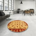 thumbnail image 3 of Ahgly Company Indoor Round Abstract Orange Red Oriental Area Rugs, 6' Round, 3 of 6