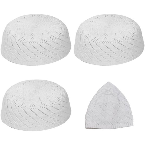 Slccxzc Knitted Mesh Skull Cap 4-Pack Lightweight Breathable Crochet Beanie Cap Men Women Daily Outdoor Headwear White