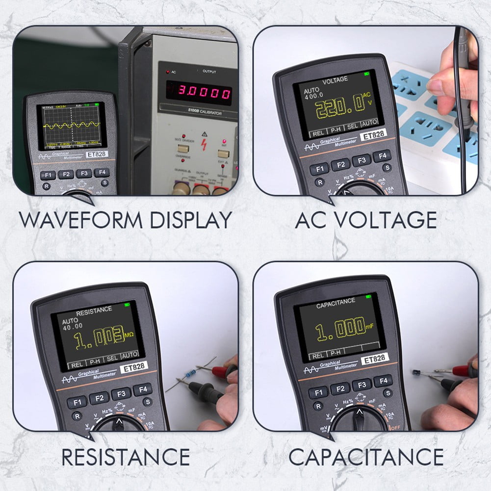 2 in 1 ET828 Smart Digital Multimeter 1MHz 2.5Msps Sampling Rate Oscilloscope