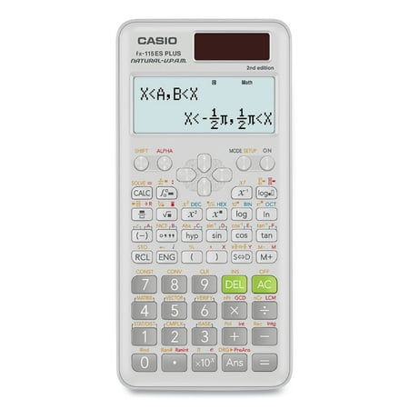 2nd Edition Scientific Calculator  12-Digit Natural Textbook Display Calculators Casio fx-115espls2-s 2nd edition scientific Calculator. Casio FX-115ESPLS2-S 2nd Edition Scientific Calculator with slide on hard case and sleek new design. With the Natural Textbook Display  in addition to advance Statistics  Matrix  and Conversion functionality  is a perfect choice for high school and college students. Recommended for students taking General Math  Pre-Algebra  Algebra I and II  Geometry  Trigonometry  Statistics  Calculus  Chemistry  Engineering. Source(s): Solar; Display Notation: Natural Textbook; Standard Scientific; Number of Display Digits: 12; Display Characters x Display Lines: 12  x 2 . This Casio fx-115espls2-s 2nd edition scientific Calculator  12-digit natural textbook display is a great Calculators item.