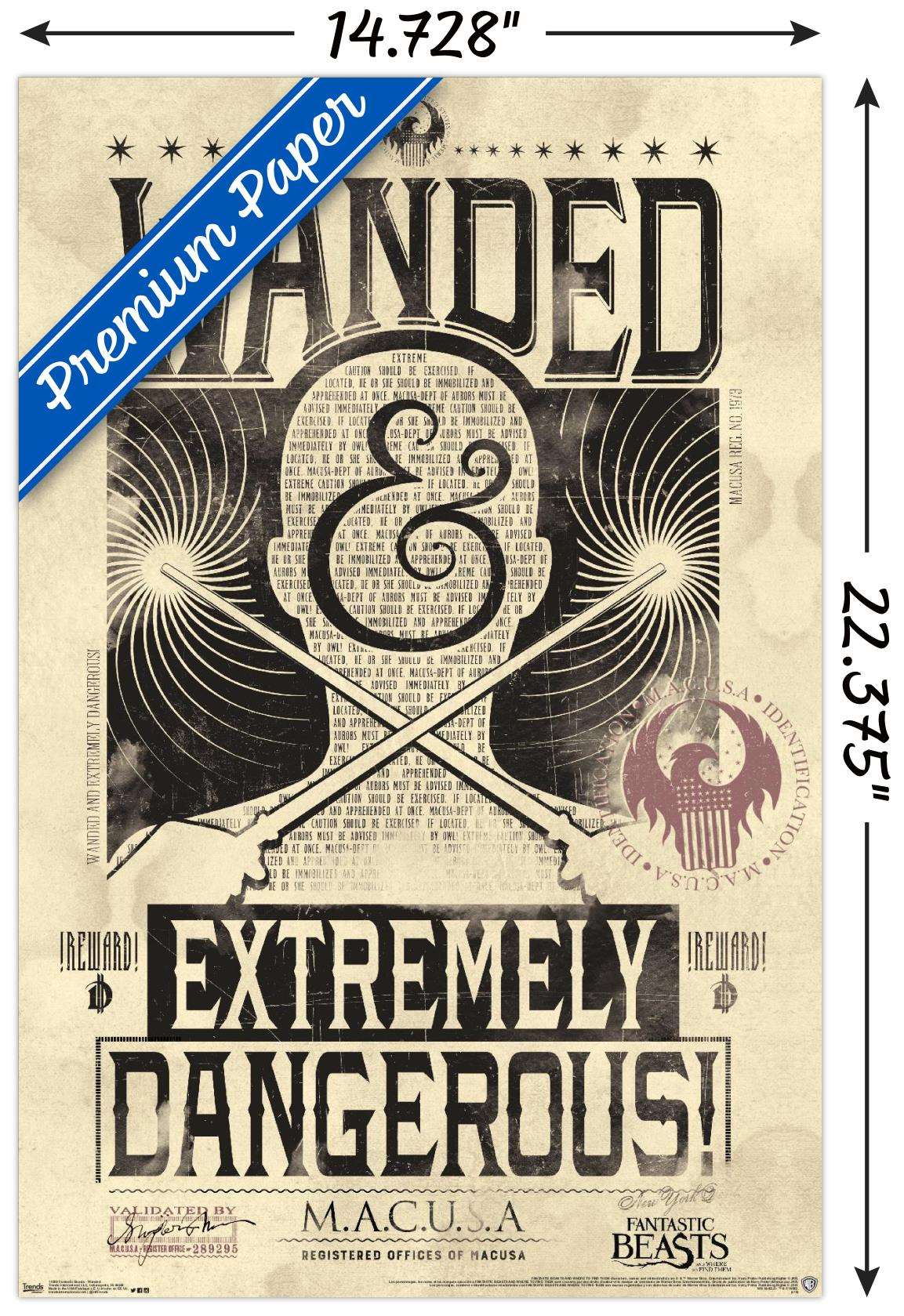 Fantastic Beasts And Where To Find Them - Wanded - Extremely Dangerous Wall Poster, 14.725" x 22.375"