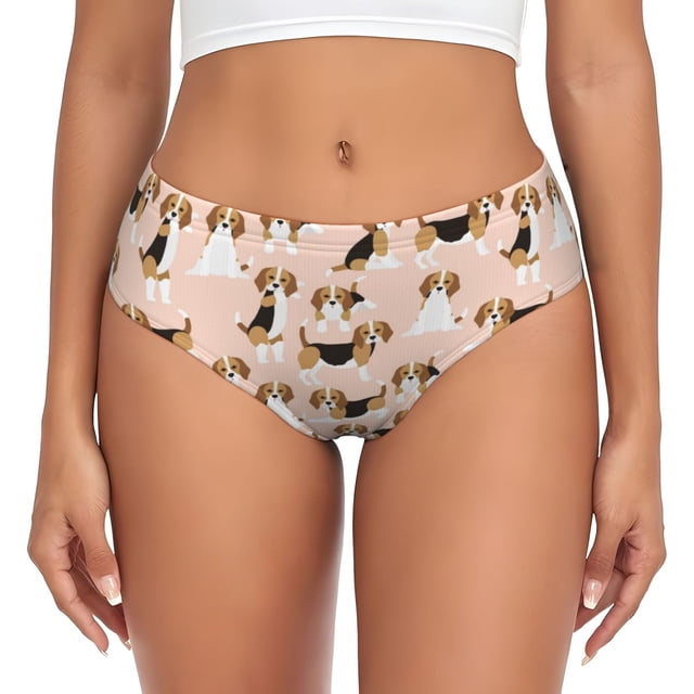 Fotbe Beagle Dog On Brown Calzones Estampados para Mujer – Ropa Interior de Algodón, Cómoda, Suave y Elástica-Small