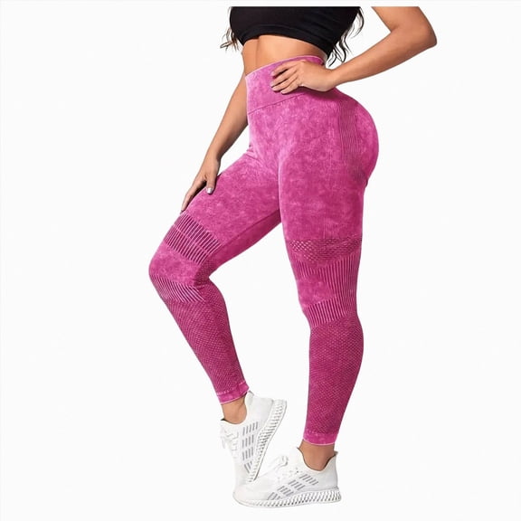 Mnuaqn 3D Compression Leggings Women, High Waist Anti Cellulite Leggings, Workout Bum Scrunch Butt Lift Leggings, Gym Trousers Women Hot Pink for Size S