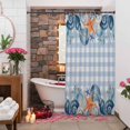 thumbnail image 4 of Summer Ocean Seashell Shower Curtains for Bathroom, Nautical Sea Watercolor Blue Starfish Coral Plaid Washable Fabric Shower Curtain with Hooks Waterproof Bathroom Decor Sets, 36 x 78 Inches, 4 of 9