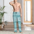 thumbnail image 6 of Lsque Teal Turquoise Wood Print Men's Pajama Pants, Lounge Pant - Comfortable Home Wear,Elastic Waistband, Stylish Design-Large, 6 of 9