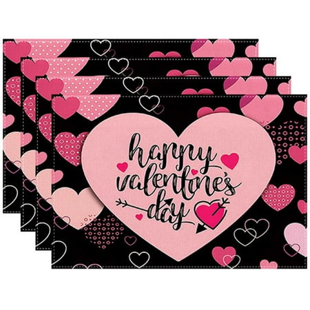 

4PCS Valentine s Small Kitchen Table Set for 4 Dinning Table Set Table And Place Mat Oval Table Dining Table Mats with Light Table And Mats Wicker Table Place Mates End Table round round Woven Mats