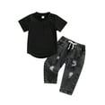thumbnail image 2 of 2PCS Toddler Baby Boys Outfits Short Sleeve T-Shirt Tops + Ripped Denim Pants 6M 12M 18M 24M 3T Infant Casual Set 6M 12M 18M 24M, 2 of 9