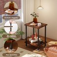 thumbnail image 4 of Juego de 2 Mesa Auxiliar, Mesitas de Noche para Recámara, Mesa Laterale para Sala, Muebles Buros Pequeña Apilables sin Herramientas, Mesa de Centro, Marrón y Negro, 4 of 4