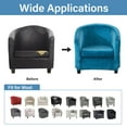 thumbnail image 5 of Velvet Tub Chair Cover for Round Armchairs, Stretch Tub Sofa Slipcover 2-Piece with Cushion Cover, Removable Washable Round Barrel Chair Covers Club Chair Armchair, Blue, 5 of 5