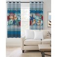 thumbnail image 2 of Blue Starfish Beach Blackout Curtains, Light Blocking Print Window Curtains, Summer Conch Coral Coastal Wood Grain Thermal Insulated Window Drapes for Living Room 2 Panels, 55"W x 39"L, 2 of 9